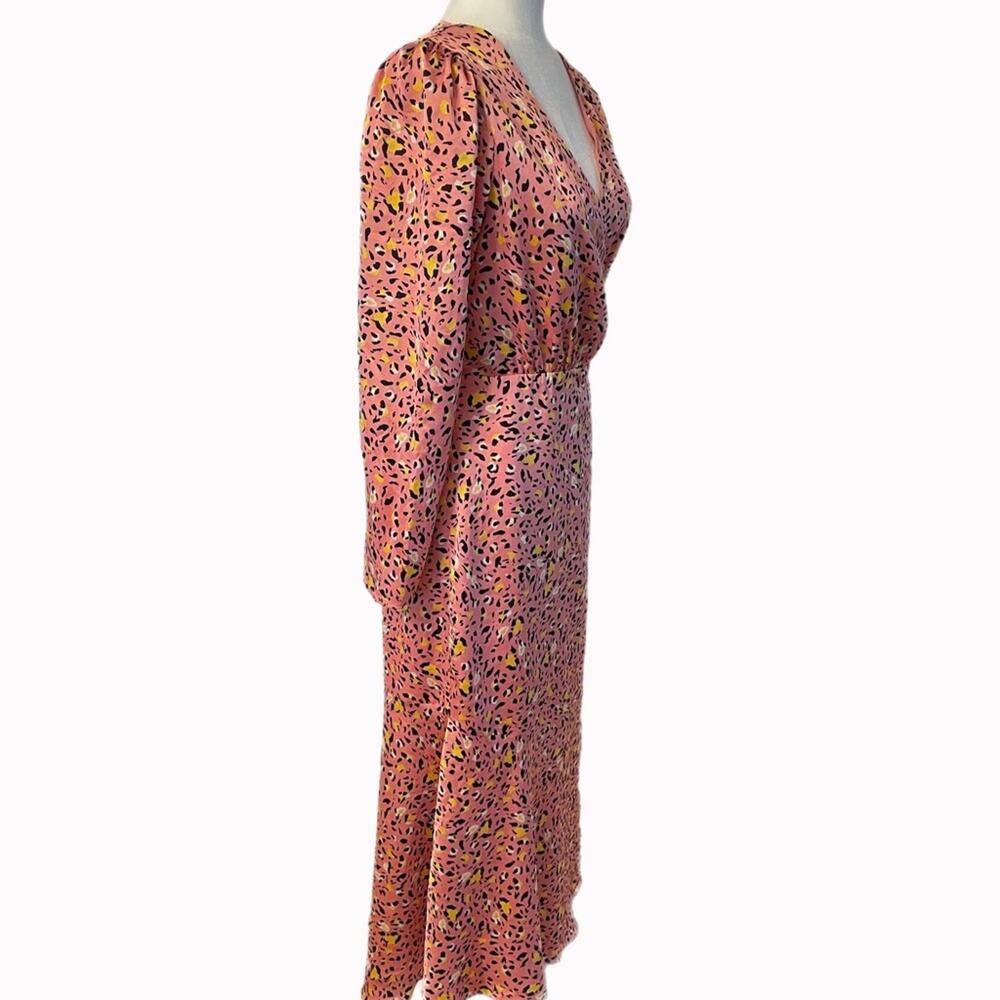 Leith Long Sleeve Cheetah Print Wrap Dress Sz S - Picture 3 of 9